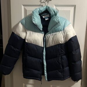 Columbia Blue and White Puffer Jacket